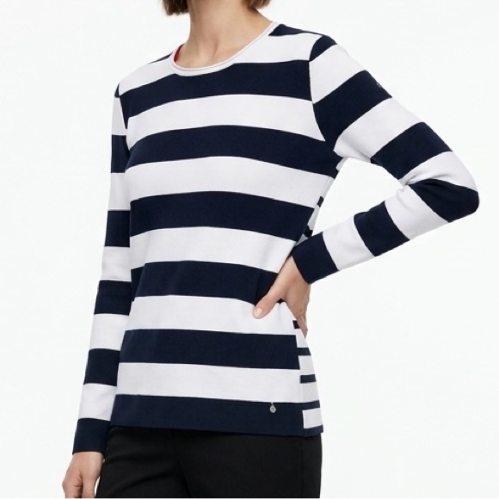 Gerry Weber German Designer Nautical Striped Top - Navy/White - Contrast Stripes